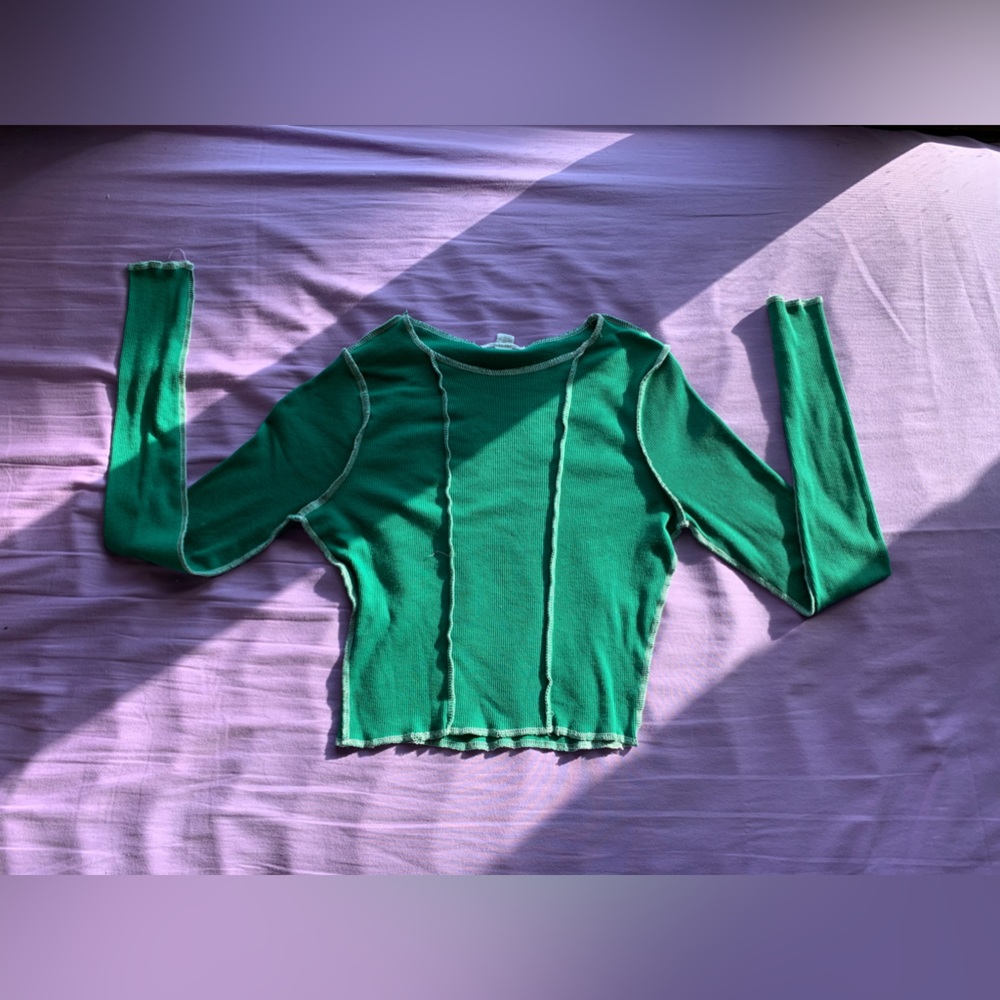 Green Long sleeve cropped shirt